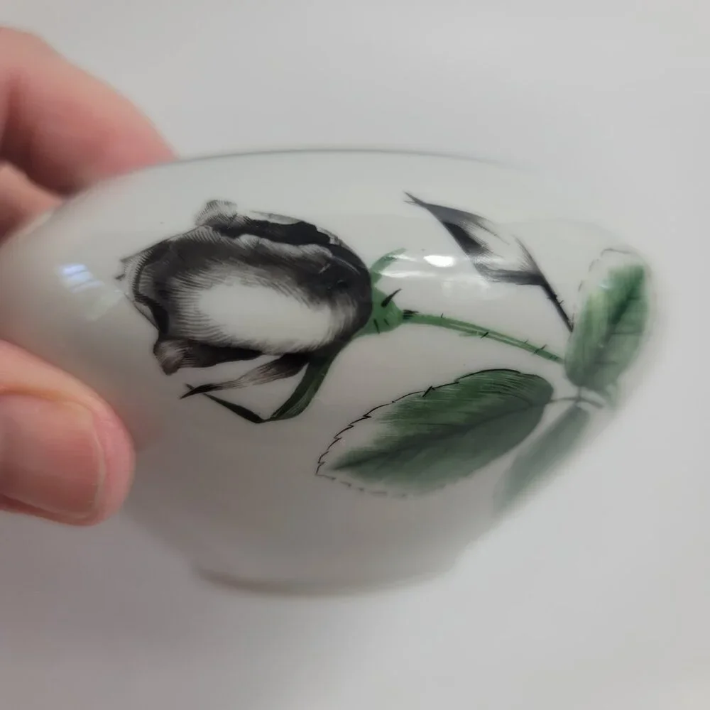 Stonegate Midnight Rose Sugar Bowl with Lid White with Black/Gray Roses
